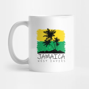 Jamaican National Colors and Palm Silhouette Mug